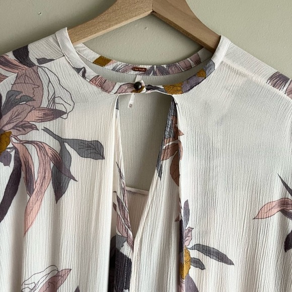Free People Electric Orchid Print Swing Tunic in Cream, Size XS‎ - Picture 3 of 16
